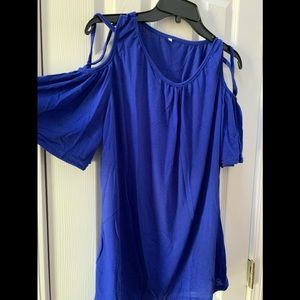 NWOT Royal blue L XL XXL open shoulder top